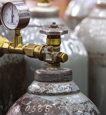 Gas cylinder authentication, destruction, emergency repair